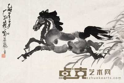 万籁鸣 奔马 镜心 46×67cm